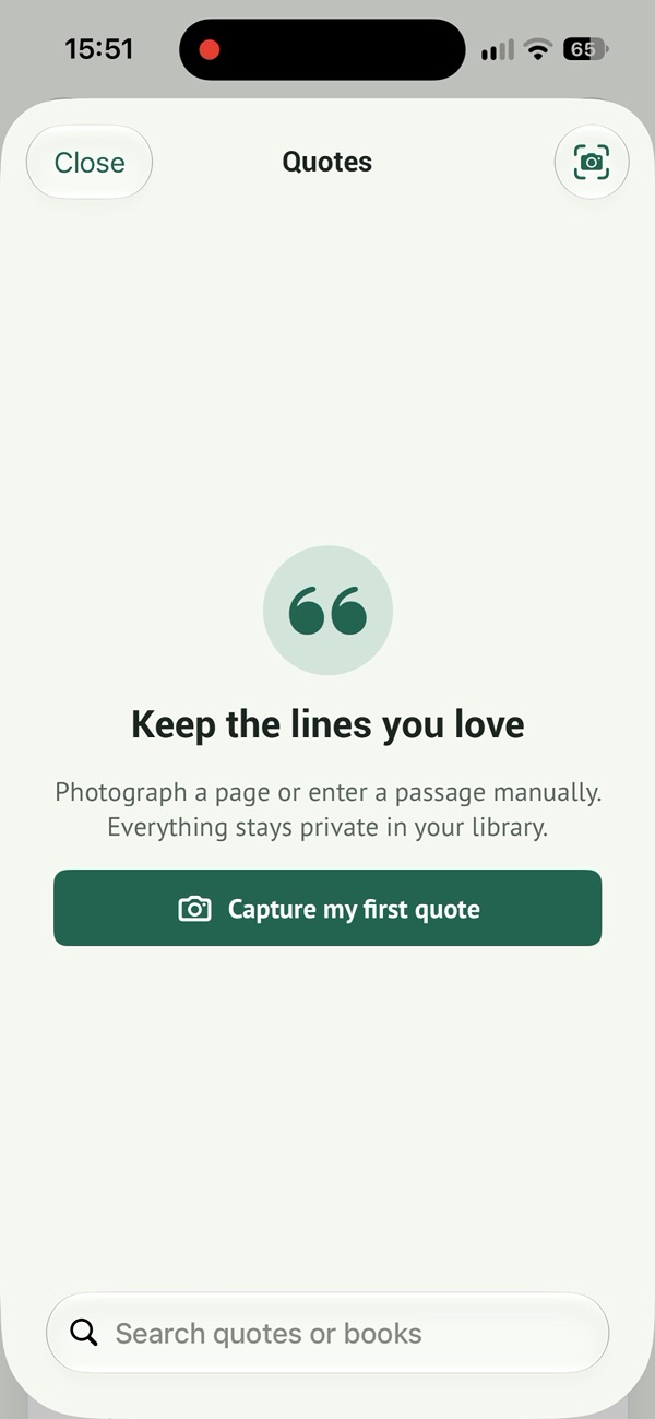 The quote library entry screen in Read Today. Real app screenshot in English.